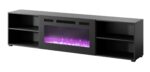 RTV cabinet POLO 200x33x50.5 black + fireplace black