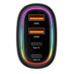 USAMS car charger 2xUSB-C 2xUSB-A C34 120W Fast Charge black CC169CC02 (US-CC169) - imagine 4