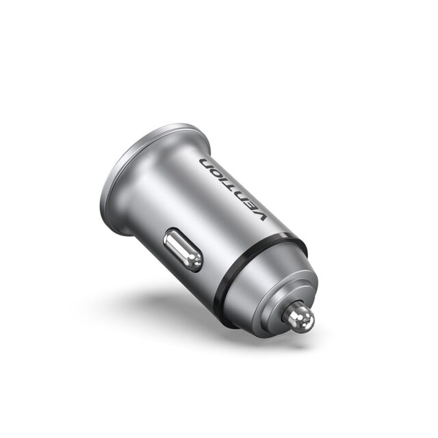 Vention Two-Port USB A+A(30+30) Car Charger Gray Mini Style Aluminium Alloy Type - imagine 4