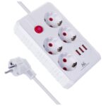 MACLEAN POWER STRIP 4-SOCKET 3XUSB MCE392 W