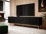 PAFOS RTV cabinet on golden steel frame 200x40x60 cm matte black - imagine 2