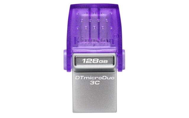 Kingston Technology DataTraveler microDuo 3C USB flash drive 64 GB USB Type-A / USB Type-C 3.2 Gen 1 (3.1 Gen 1) Purple  Stainless steel - imagine 3