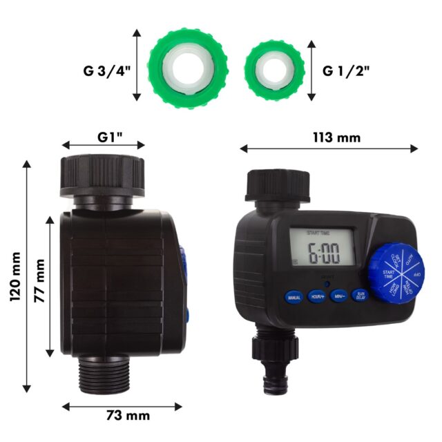 GreenBlue electronic irrigation controller  programmer  2x1.5V AA power supply  GB390 - imagine 3