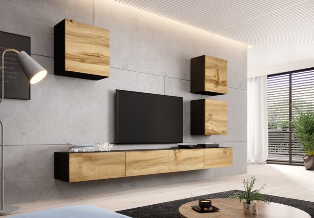 Cama square cabinet VIGO 50/50/30 black/wotan oak - imagine 5