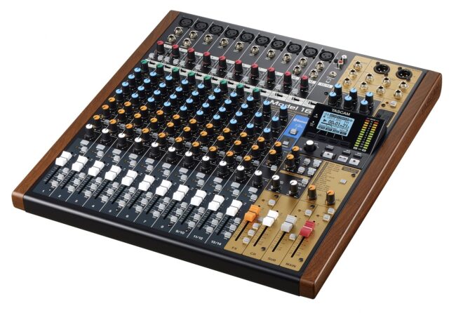 Tascam MODEL 16 audio mixer 16 channels 20 - 30000 Hz Black  Gold  Wood - imagine 7