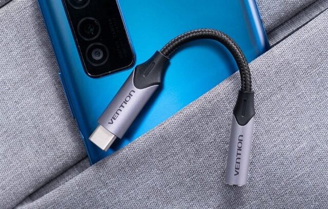 Przejściówka audio Vention USB-C do gniazda słuchawkowego 3 5 mm z adapterem DAC ze stopu aluminium 1m - imagine 2