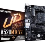GIGABYTE A520M K V2 Motherboard - Supports AMD Ryzen 5000 Series AM4 CPUs  up to 5100MHz DDR4 (OC)  PCIe Gen3 x4 M.2  GbE LAN  USB 3.2 Gen 1