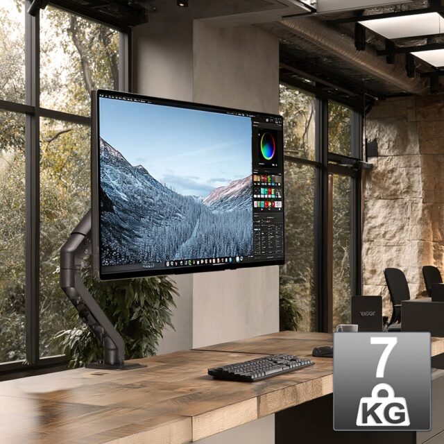 Maclean MC-906 Monitor Mount Holder Desk Table Mount 17  - 27  Adjustable Rotatable VESA 7 kg - imagine 14