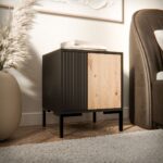 Cama Bedside table 2pc MERCI 44x40x52.5 black/oak artisan - imagine 3
