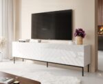 ABETO RTV cabinet on black steel frame 200x42x60 white/gloss white - imagine 2