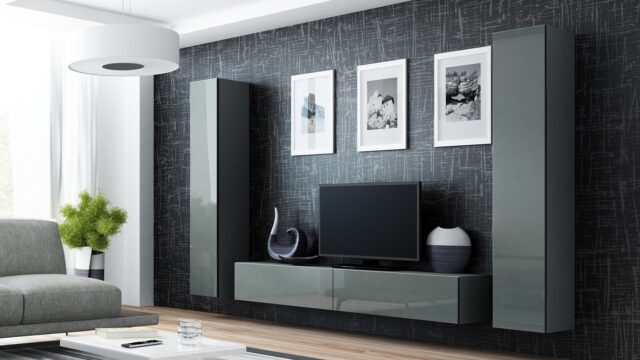 Cama TV Stand VIGO '180' 30/180/40 grey/grey gloss - imagine 8