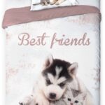 Youth bedding 02 BEST FRIENDS DOG AND CAT set 140x200cm + pillow 70x90cm