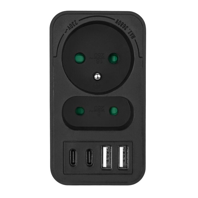 Maclean current socket x2 + 4xUSB  splitter with 2 sockets  2xUSB A  2xUSB C PD 20W  1x16A + 1x6A  MCE249 F/B - imagine 10