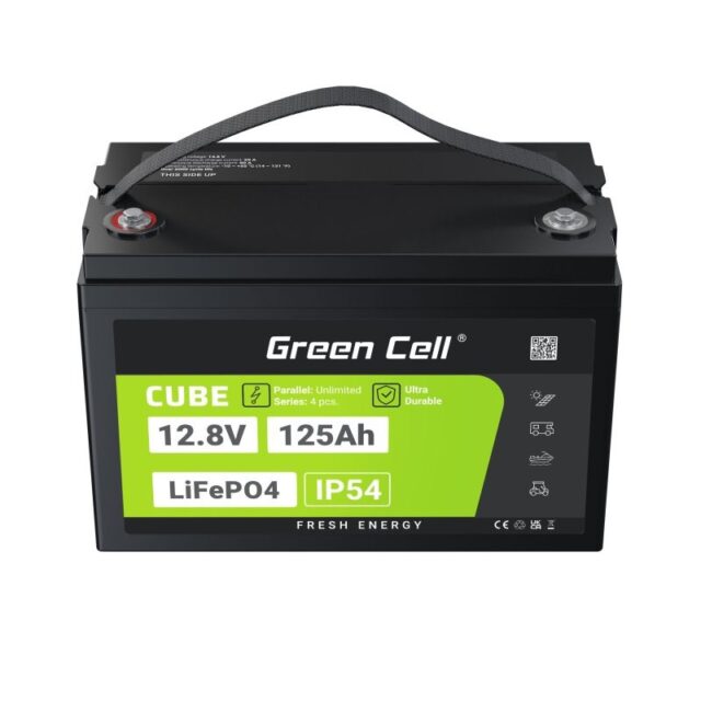 Green Cell Žalias Cell CUBE LiFePO4 125Ah 12 8V 1600Wh liio geležies fosfato baterija kemperiui  sauls energijai  neprijungtai prie tinklo  laivui Lithium Iron Phosphate (LiFePO4) 12.8 V - imagine 21