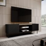 EF ONDA RTV cabinet 180x40x39-58 black (standing or wall mounted) - imagine 4