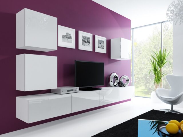Cama TV Stand VIGO '180' 30/180/40 white/white gloss - imagine 12