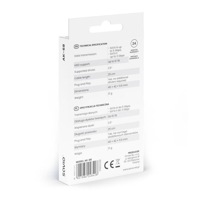 SAVIO AK-68 Adapter USB-A 3.1 Gen 1 (M) - SATA (F) for 2.5  drives - imagine 5