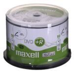 MAXELL Disc DVD+R 4.7GB  50 pcs. in a cake package (pindel). Writing speed 16X  120 min.  Plates for inkjet printing. Purpose Multimedia.