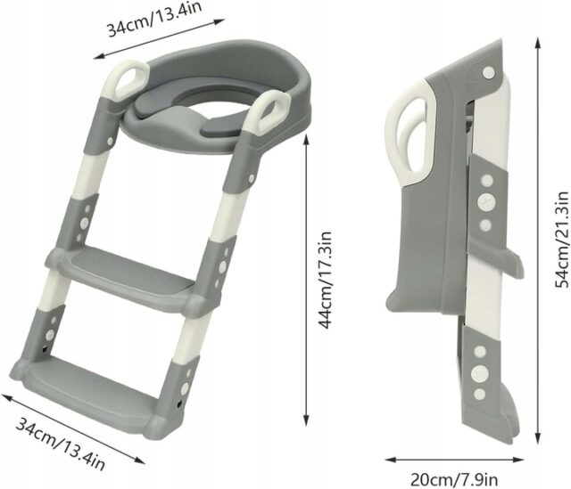 EXTRALINK KIDS NAKŁADKA NA SEDES ZE STOPNIEM DO NAUKI WC DLA DZIECI DRABINKA DO DESKI NA TOALETĘ SZARA - imagine 4