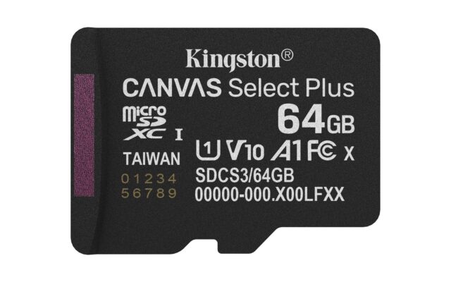 Kingston Technology 64GB microSDXC Canvas Select Plus Gen3 100MB/s A1 Card + Adapter - imagine 3