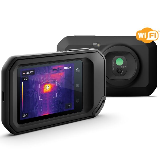 FLIR C3-X? thermal imaging camera Black 1800 mAh Vanadium Oxide Uncooled Focal Plane Arrays Built-in display 128 x 96 pixels LCD 640 x 480 pixels - imagine 8