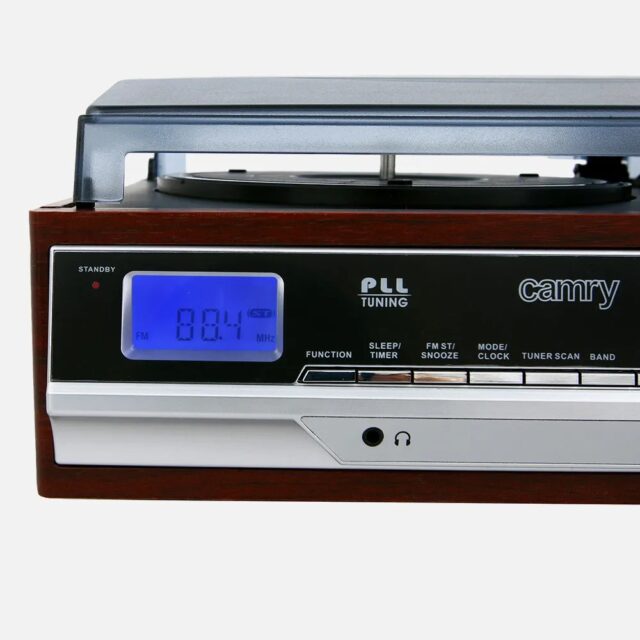 Camry Premium CR1113 Belt-drive audio turntable Black  Chrome  Wood Semi Automatic - imagine 5