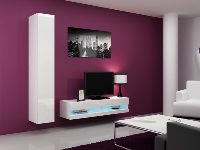 Cama TV stand VIGO NEW 30/140/40 white/white gloss - imagine 9