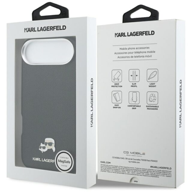 Case Karl Lagerfeld Karl & Choupette Head Pins Saffiano MagSafe for iPhone Air black - imagine 8