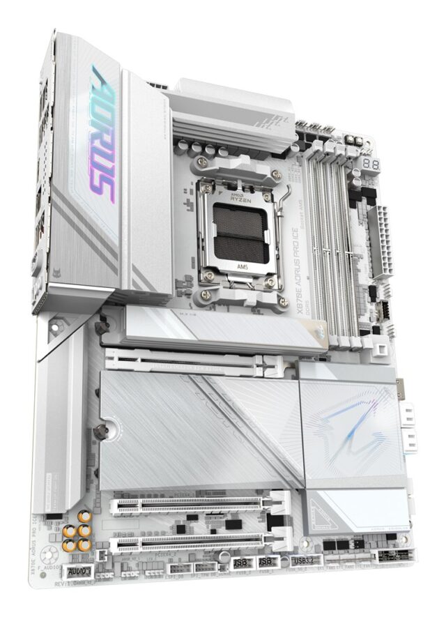 GIGABYTE X870E AORUS PRO ICE Motherboard - Supports AMD Ryzen 9000 CPUs  16+2+2 Phases Digital VRM  up to 8000MHz DDR5 (OC)  3xPCIe 5.0 + 1xPCIe 4.0  Wi-Fi 7  2.5GbE LAN  USB 4 - imagine 3