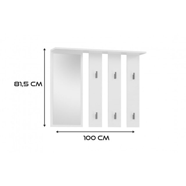 Hanger + mirror PARMA 100x15x.81.5 cm  White - imagine 3