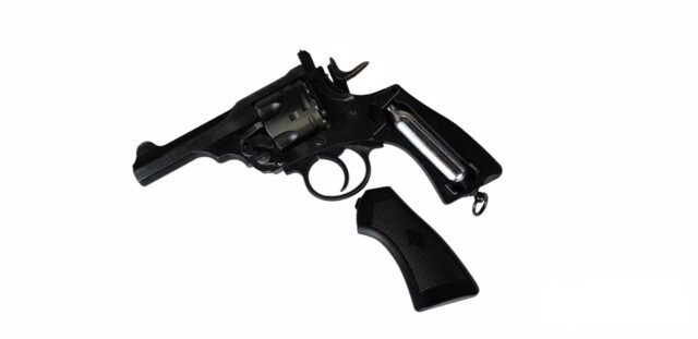 WEBLEY MKVI .455 Police cal.5.5 mm Diabolo cartridge revolver 6-shot. 4’ barrel CO2 Battlefield Ekp to17J - imagine 2