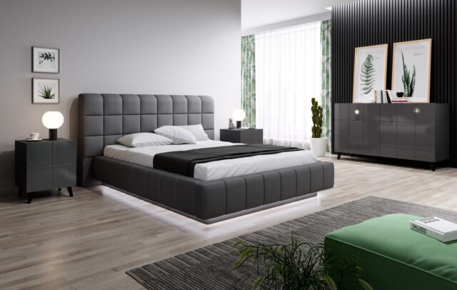 Cama bedside table REJA graphite grey gloss/graphite grey gloss - imagine 6