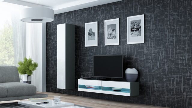 Cama TV stand VIGO NEW 30/140/40 grey/white gloss - imagine 2
