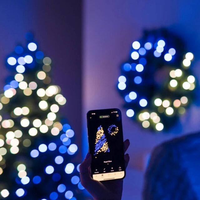 Twinkly pre-lit wreath 50 RGB LED Green wire Plug type C - imagine 4