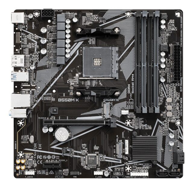 GIGABYTE B550M K Motherboard - AMD Ryzen 5000 CPUs  up to 4733MHz DDR4  1xPCIe 4.0 + 1xPCIe 3.0 M.2  1GbE LAN  USB 3.2 Gen 1 - imagine 3