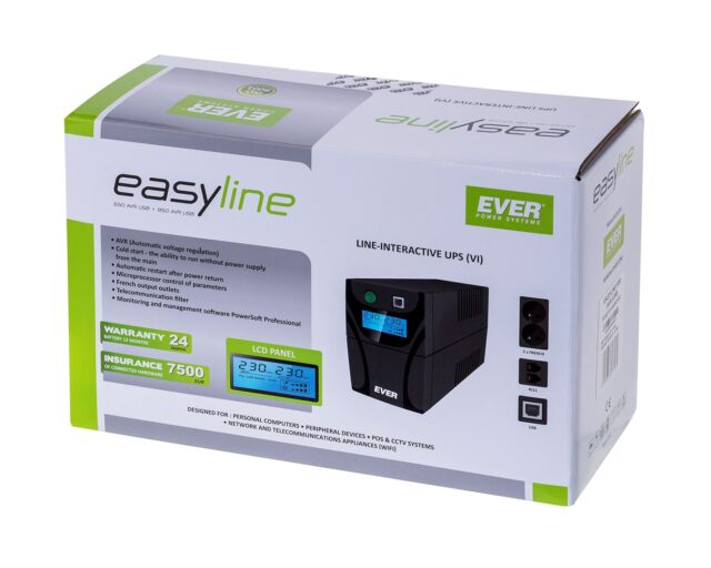 Ever EASYLINE 650 AVR USB Line-Interactive 0.65 kVA 360 W - imagine 3