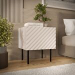 Cama LUCCA bedside cabinet  2 pcs  47x40x52  cashmere - imagine 3