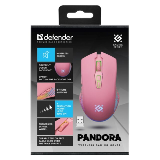 WIRELESS MOUSE DEFENDER PANDORA RF PINK 3200dpi 7P - imagine 6