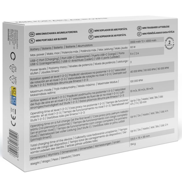 Savio MD-01 leaf blower 60 W 7.4 V 140 km/h Lithium-Ion (Li-Ion) - imagine 7