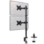 Maclean MC-967 Double Vertical Monitor Desk Mount Screen Holder max VESA 100x100  13-27   2x 9kg Powder Coated Tilting Rotating Adjustable - imagine 8
