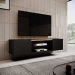 EF ONDA RTV cabinet 180x40x39-58 black (standing or wall mounted) - imagine 3