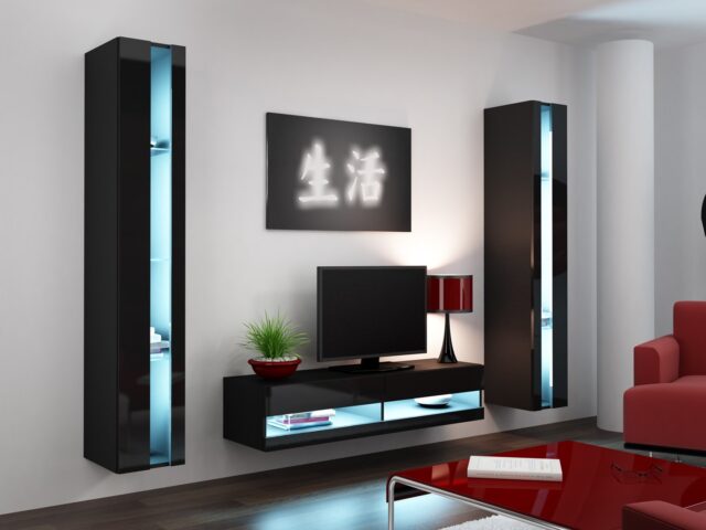 Cama TV stand VIGO NEW 30/140/40 black/black gloss - imagine 10