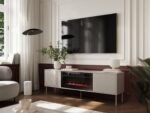 Cama RTV cabinet EF + fireplace black TRESSE 180x40x54.5 cashmere matt - imagine 3