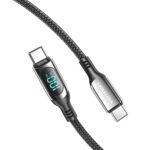 Vention Cotton Braided USB 2.0 C Male to C Male 5A Cable With LED Display 1.2M Black Zinc Alloy Type - imagine 3