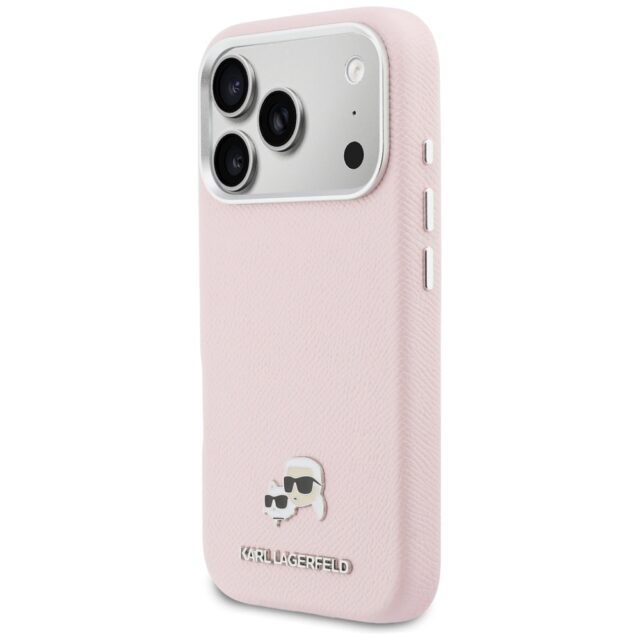 Case Karl Lagerfeld Karl & Choupette     Head Pins Saffiano MagSafe for iPhone 17 Pro Max pink - imagine 2