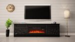 RTV GRANERO + fireplace cabinet 200x56.7x35 black/black gloss - imagine 3