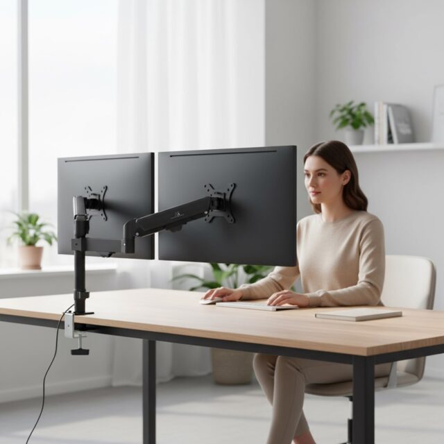 Maclean 2 monitor mount  gas spring  17 -32   2-10kg  black  MC-136 - imagine 13