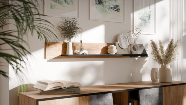 Cama OVO shelf 130x20xH15 oak/concrete - imagine 2