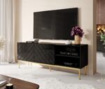 ABETO RTV cabinet on golden steel frame 150x42x60 black/gloss black - imagine 2