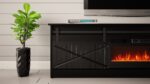 RTV GRANERO + fireplace cabinet 200x56.7x35 black/black gloss - imagine 5